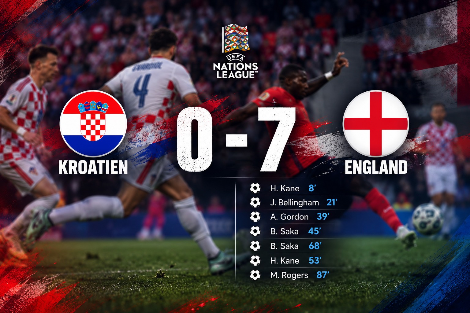 Kroatien erlebt historische Demütigung: 0:7 gegen England